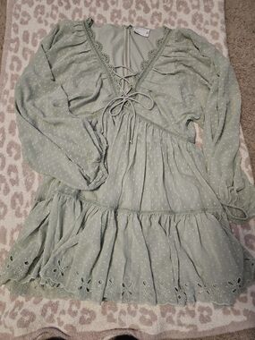 ASOS Light Sage Green Long-Sleeve Dress